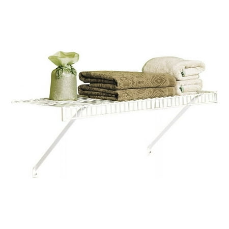 Rubbermaid 3' x 12" Steel White Linen Shelf Kit. Holds up to 10 lbs.
