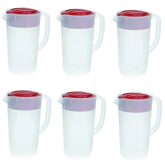 Rubbermaid 712395881415 Pitcher 2.25 Qt-White with Red Cover Pack of 6, 6 Pack