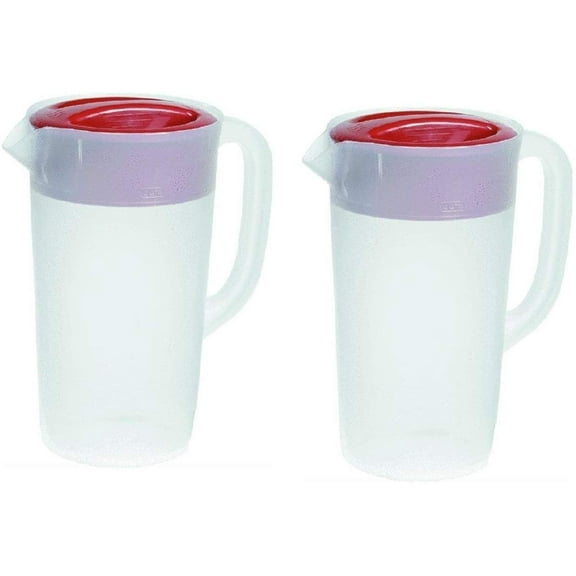 Rubbermaid 30621-4 798837755681 Pitcher 2.25 Qt-Clear with Red Cover Pack of 2, 2 Pack,