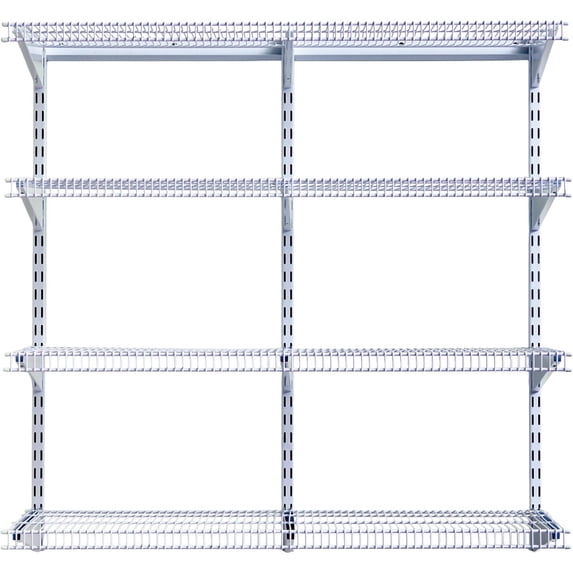 Rubbermaid 36" Pantry Organization Shelf System Direct Wall Mount 4 Shelves and Mounting Hardware Kit Included White Wire Shelving System for Home/Pantry/Closet