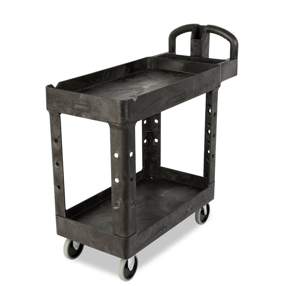 Rubbermaid 450088BK Heavy-Duty Utility Cart, Two-Shelf, 17-1/8w x 38-1/2d x 38-7/8h, Black