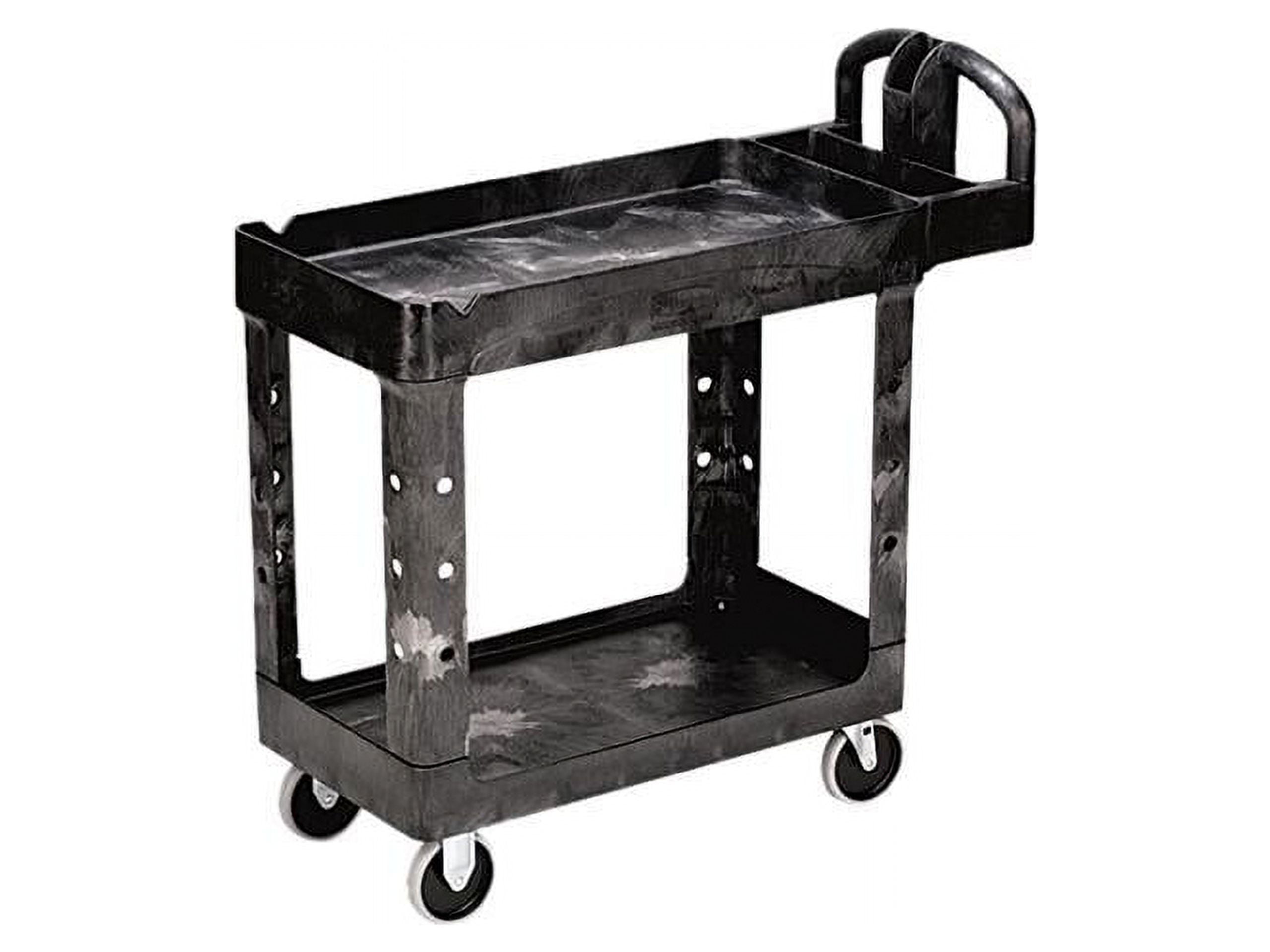 Black Heavy-Duty 2-Shelf Plastic Utility Cart