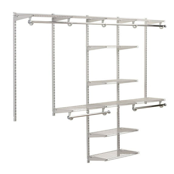 Rubbermaid 48-Inch Titanium Space Add-On Shelving wif Hang Rod Kit (Uprights Not Included)