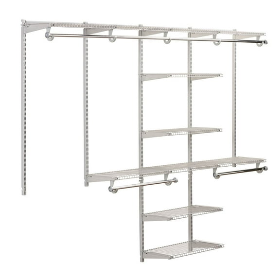 Rubbermaid 48-Inch Titanium Space Add-On Shelving wif Hang Rod Kit (Uprights Not Included)