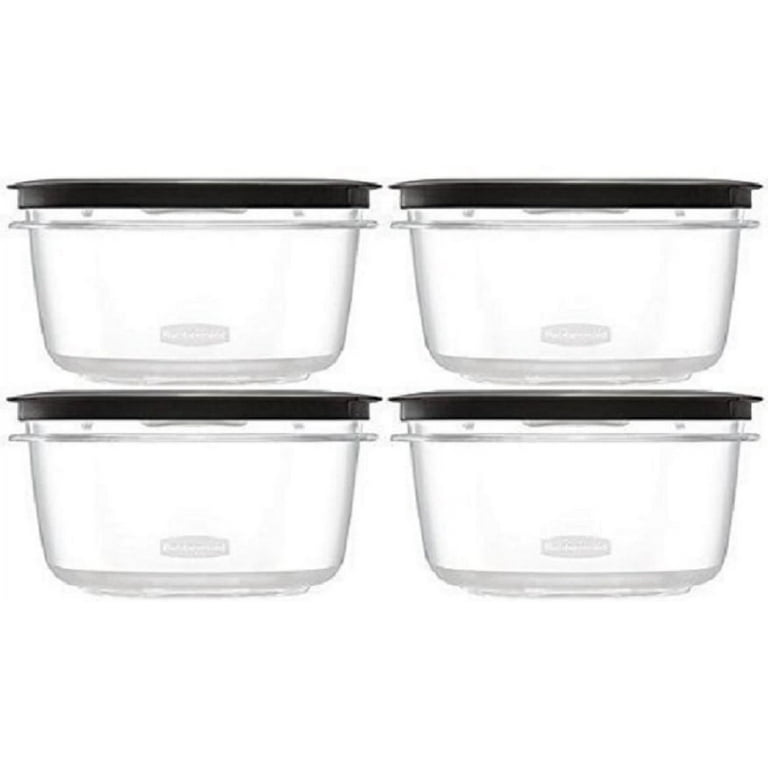 Rubbermaid Premier Food Storage Container, 3 Cup, Grey (4 Pack)
