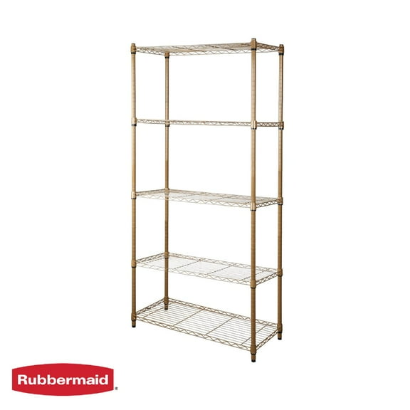 Rubbermaid 5-Tier Heavy Duty Gold Wire Shelving Unit, 1250lb Capacity