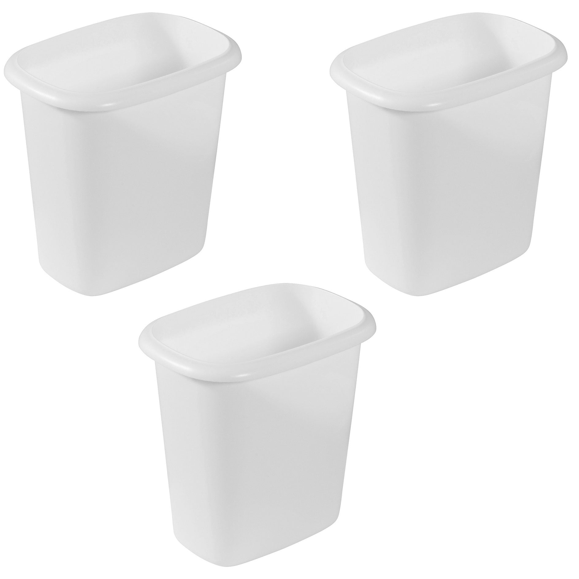 White Plastic Open Top Wastebasket Set for Indoor Use - 1.5 Gallons