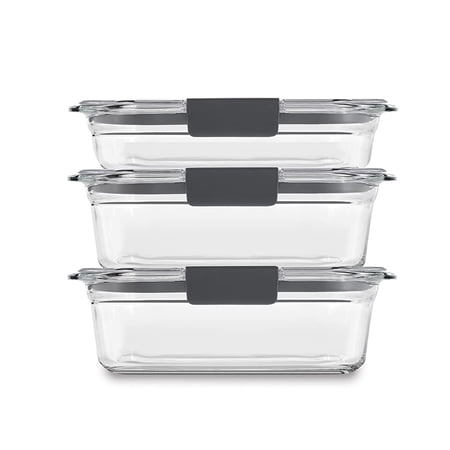 Rubbermaid 6013375 Brilliance Clear Food Container & Lid, Pack of 3