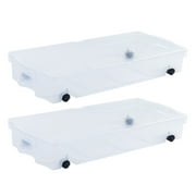 Rubbermaid 70 Qt Under Bed Wheeled Storage Boxes with Hinged Lids (2 Pack)