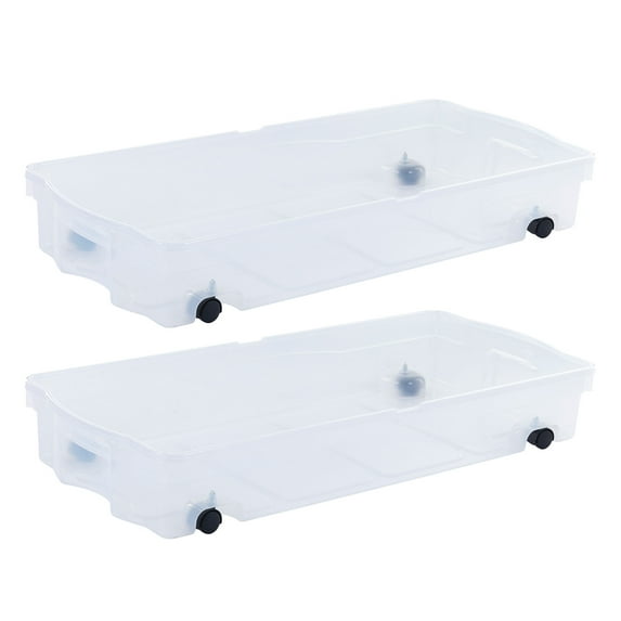 Rubbermaid 70 Qt Under Bed Wheeled Storage Boxes with Hinged Lids (2 Pack)