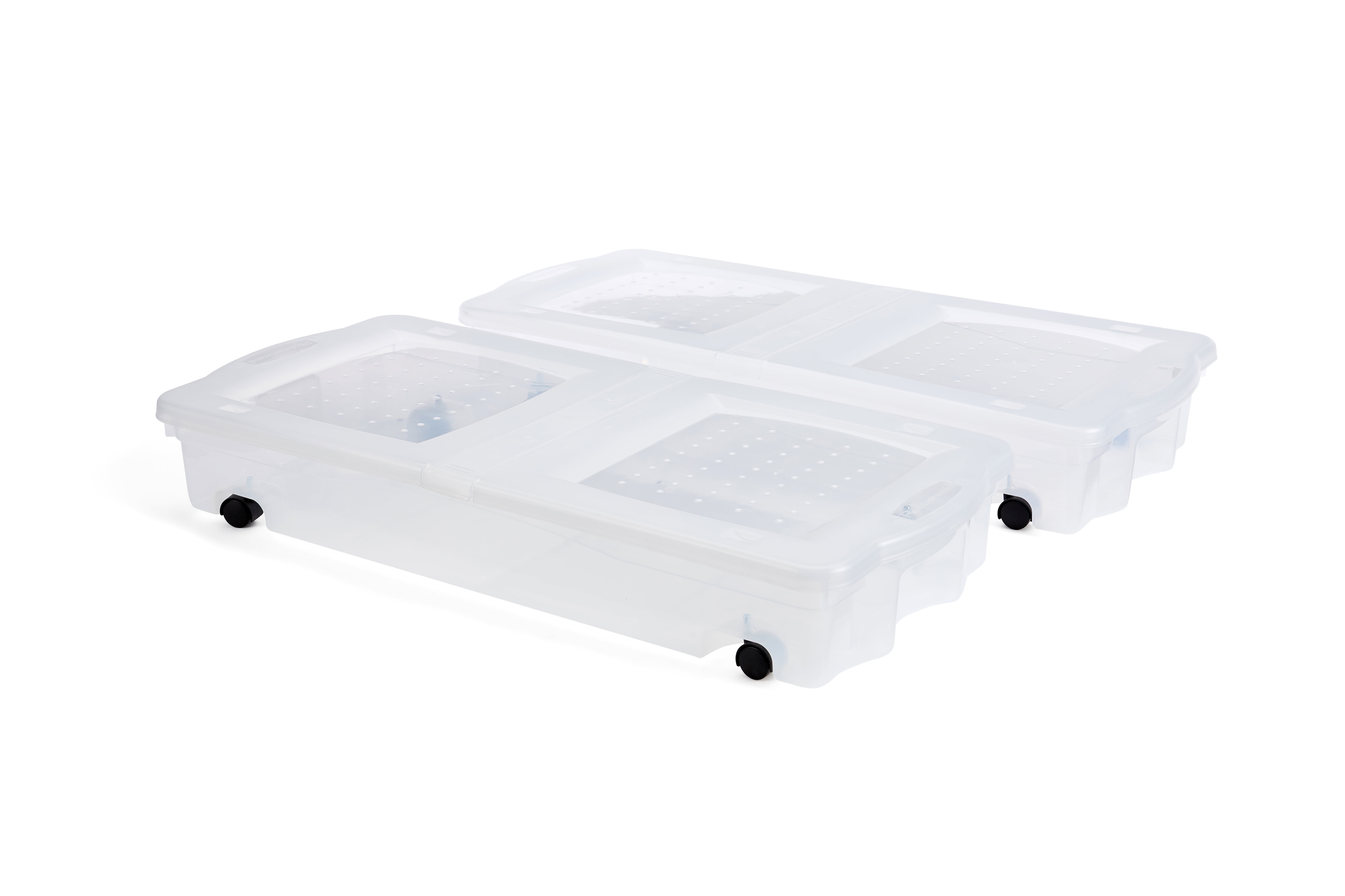 Rubbermaid Large 68 Qt Underbed Plastic Storage Box with Wheels, Clear
