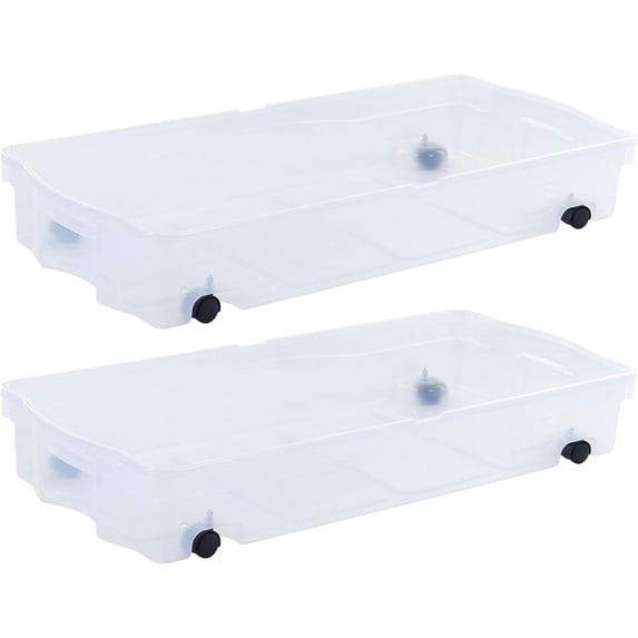 Rubbermaid 68 Qt Under the Bed Wheeled Storage Container w/ Lid, Clear 2 Pack