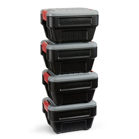 Rubbermaid 8 Gallon Lockable Latch Plastic Storage Container Box (4 Pack)