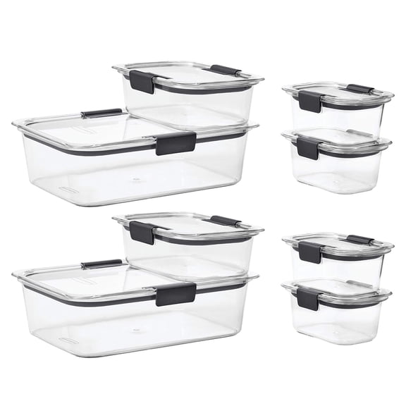 Rubbermaid 8 Pack Brilliance Leak-Proof Food Storage Containers with Airtight Lids