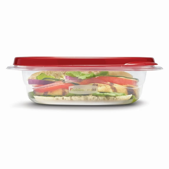 Rubbermaid TakeAlongs Food Storage Containers, Set of 8 (16 Pieces Total), 2.9 Cup Square, Ruby | Great for Meal Prep, Lunch for Adults & Kids, Bento Box Style | Reusable & Stackable