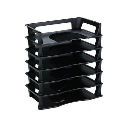 Rubbermaid Regeneration Letter Tray Six Tier Plastic Black 86028