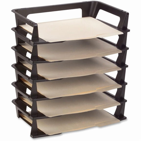 Rubbermaid, RUB86028, Regeneration Stacking Letter Trays, 6 / Pack, Black