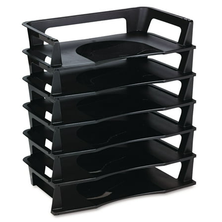 Rubbermaid Regeneration Letter Tray Six Tier Plastic Black 86028