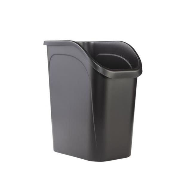 Black Slim Plastic Under Counter Wastebasket with Liner Lock