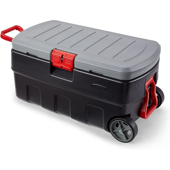 Rubbermaid ActionPacker 35 Gallon Lockable Heavy Duty Storage Bin with Wheels