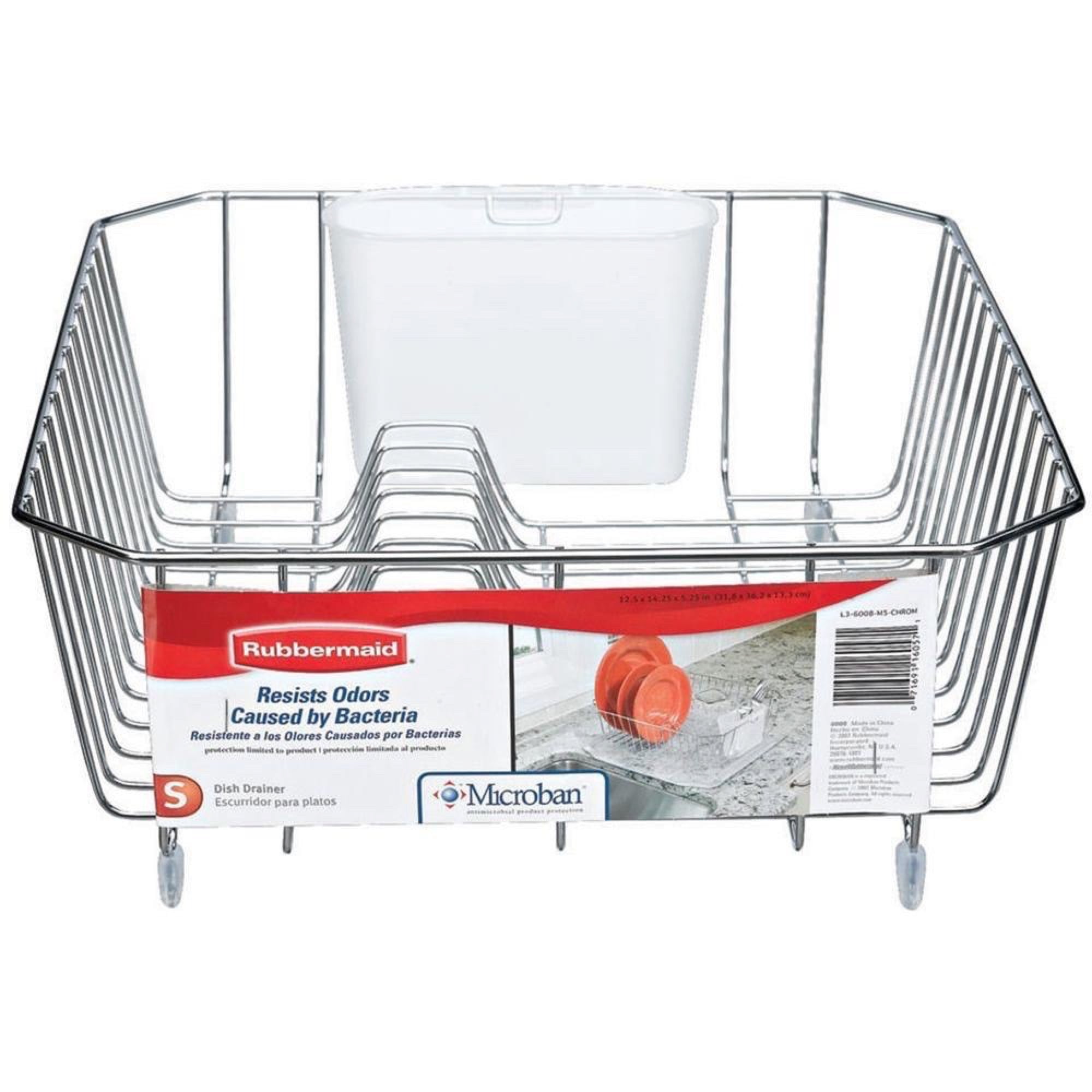 Chrome Foldable Metal Dish Drainer with Utensil Cup
