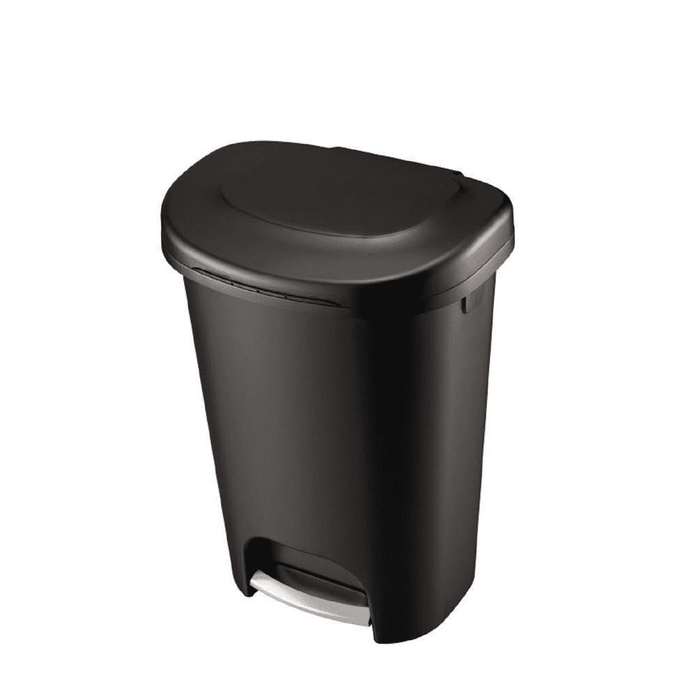 Daily Boutik Black 13-Gallon Kitchen Trash Can with Foot Pedal Step Lid -  Bed Bath & Beyond - 35754002