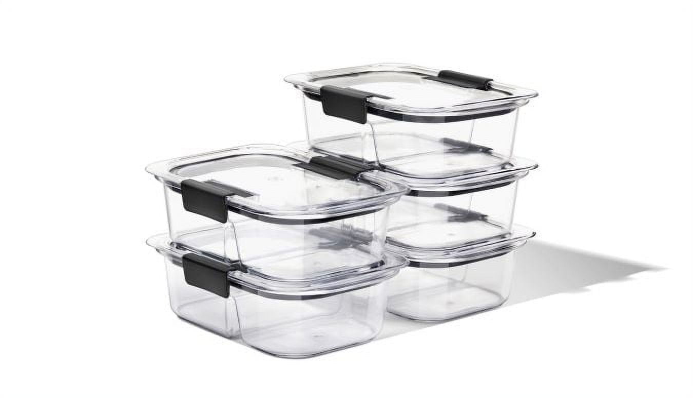Rubbermaid 10-Piece Brilliance Food Storage Containers with Lids for Lunch,  Meal Prep, and Leftovers, Dishwasher Safe, 3.2-Cup, Clear/Grey, 5-Pack