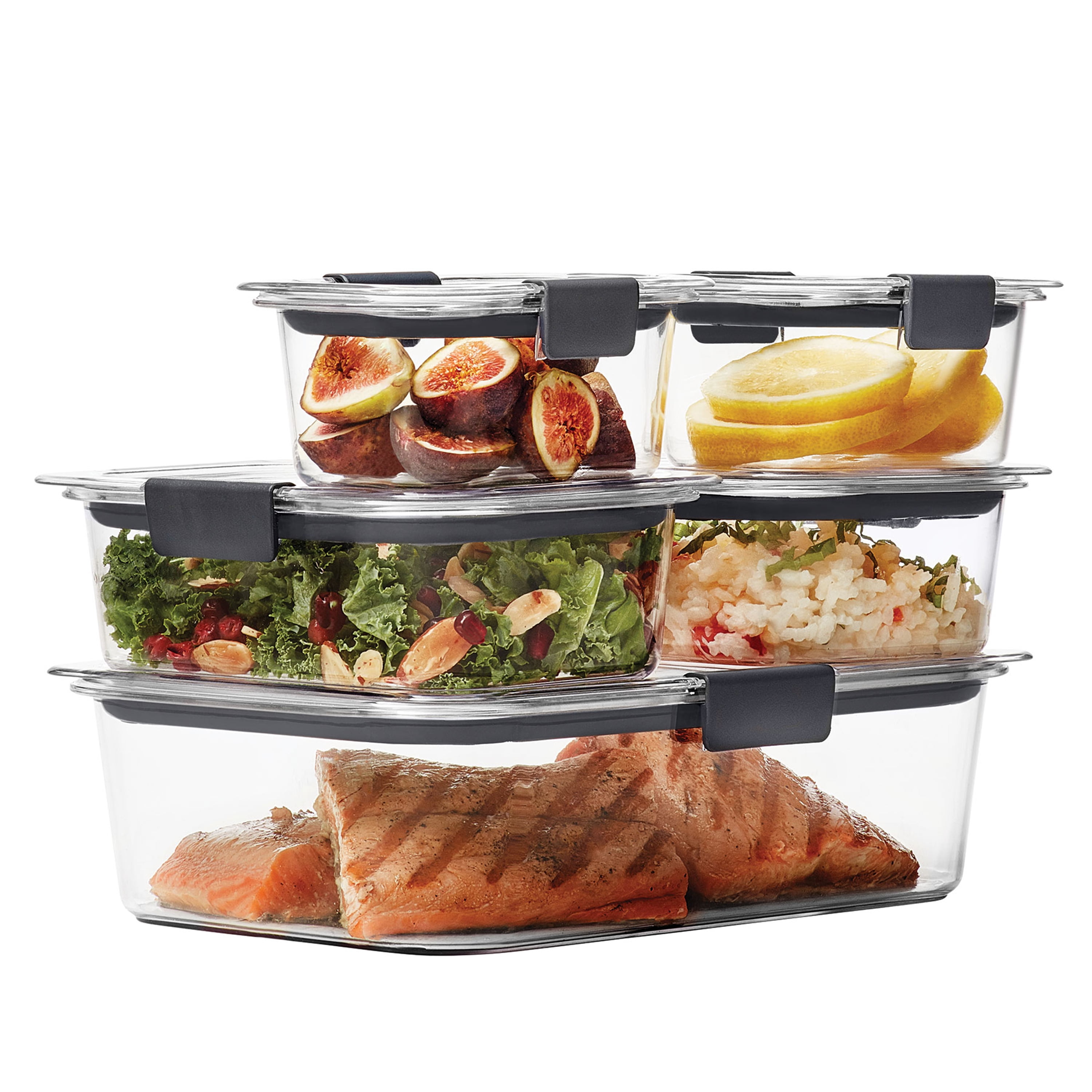 RUBBERMAID Lid Meal Prep and Food Storage Containers Brand, Grey, 10 -  Piece Set