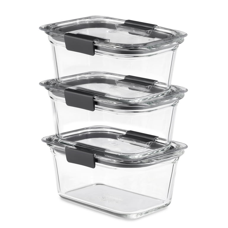  Rubbermaid Brilliance BPA Free Food Storage Containers with  Lids, Airtight, Stain Resistant, Dishwasher Safe, Set of 4 (Large),Grey:  Home & Kitchen