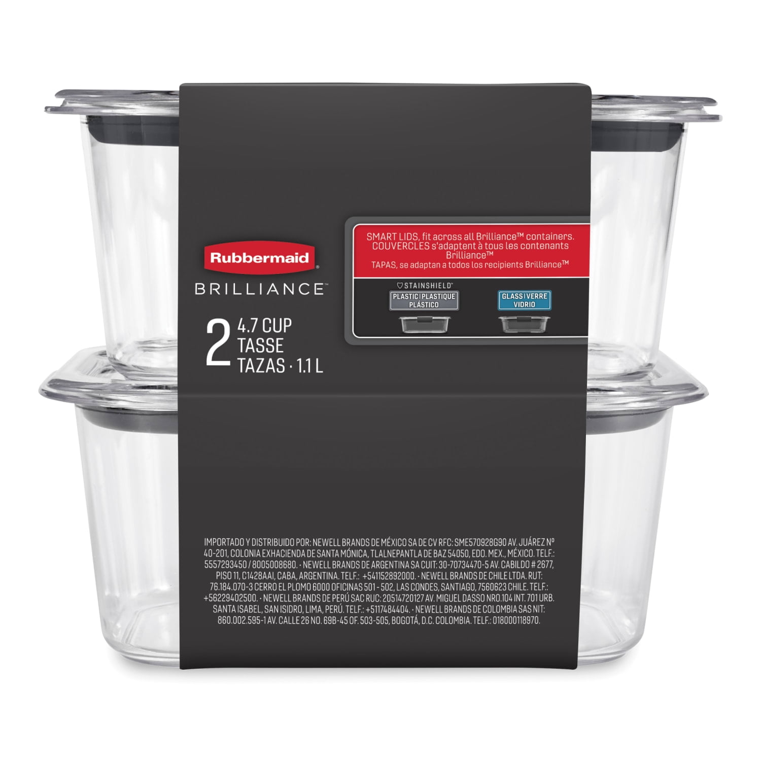 Rubbermaid Brilliance Food Storage Container, Medium Deep, 4.7 Cup, 2-Pack