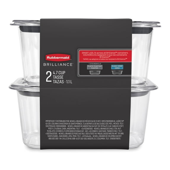 Rubbermaid Brilliance Tritan Food Storage Container, Medium Deep, 4.7 Cup, 2-Pack, Designed to Help with Pantry Storage and Everyday Organization