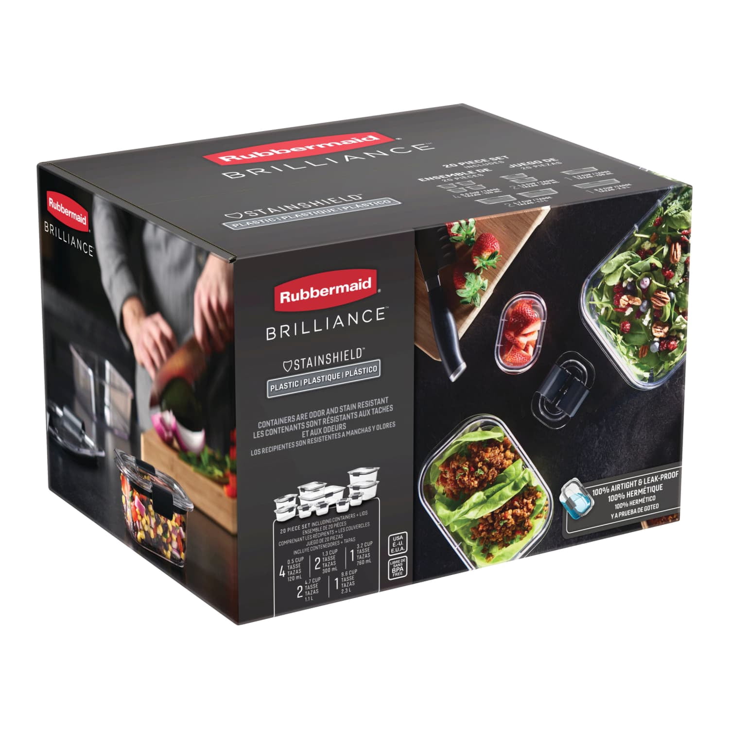 Rubbermaid Brilliance Food Storage Container Set, 20 Piece