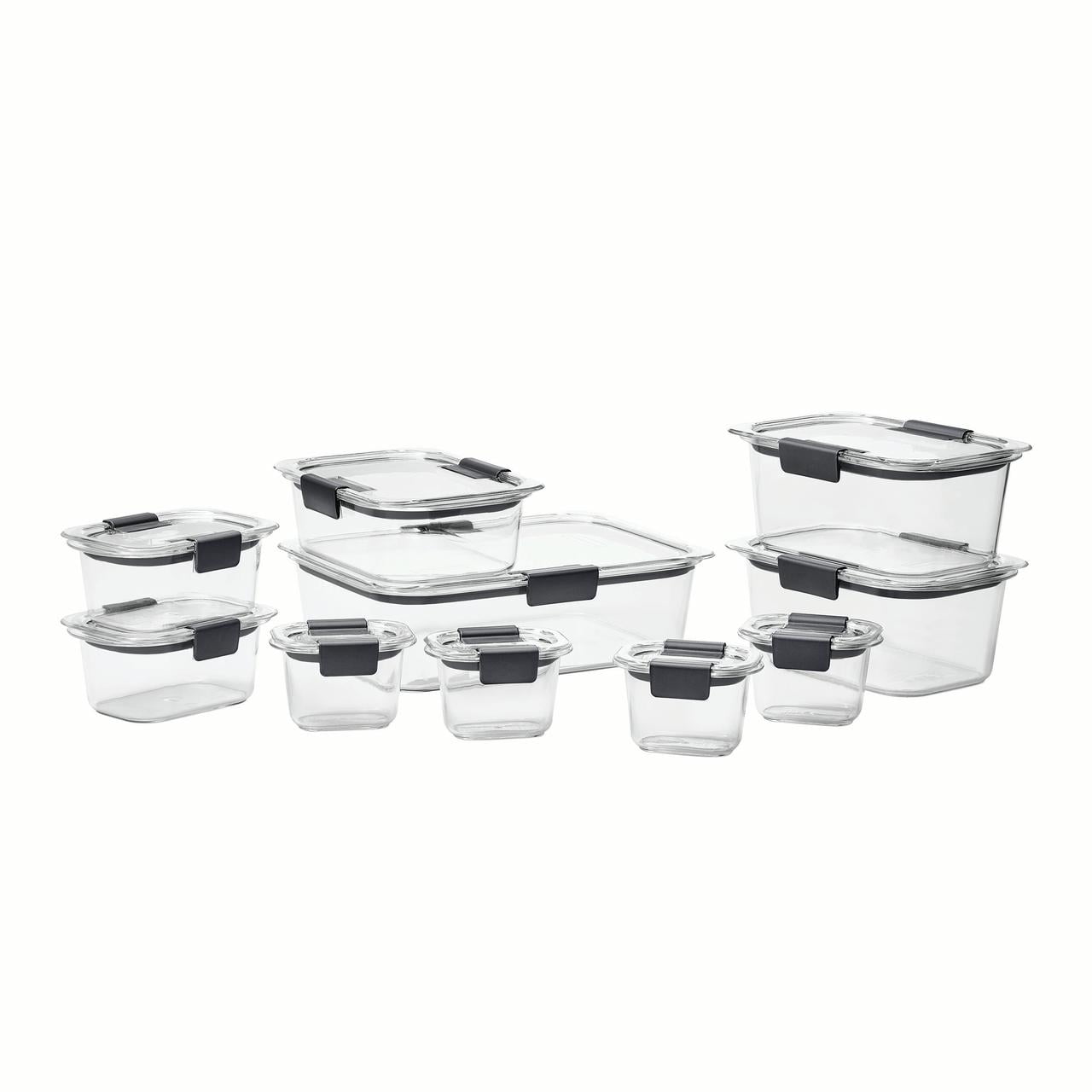 Rubbermaid Brilliance Pantry 20-Piece Set, 15 & 9-Piece Brilliance Food  Storage Containers for Pantry with Lids and Scoops for Flour, Sugar, and