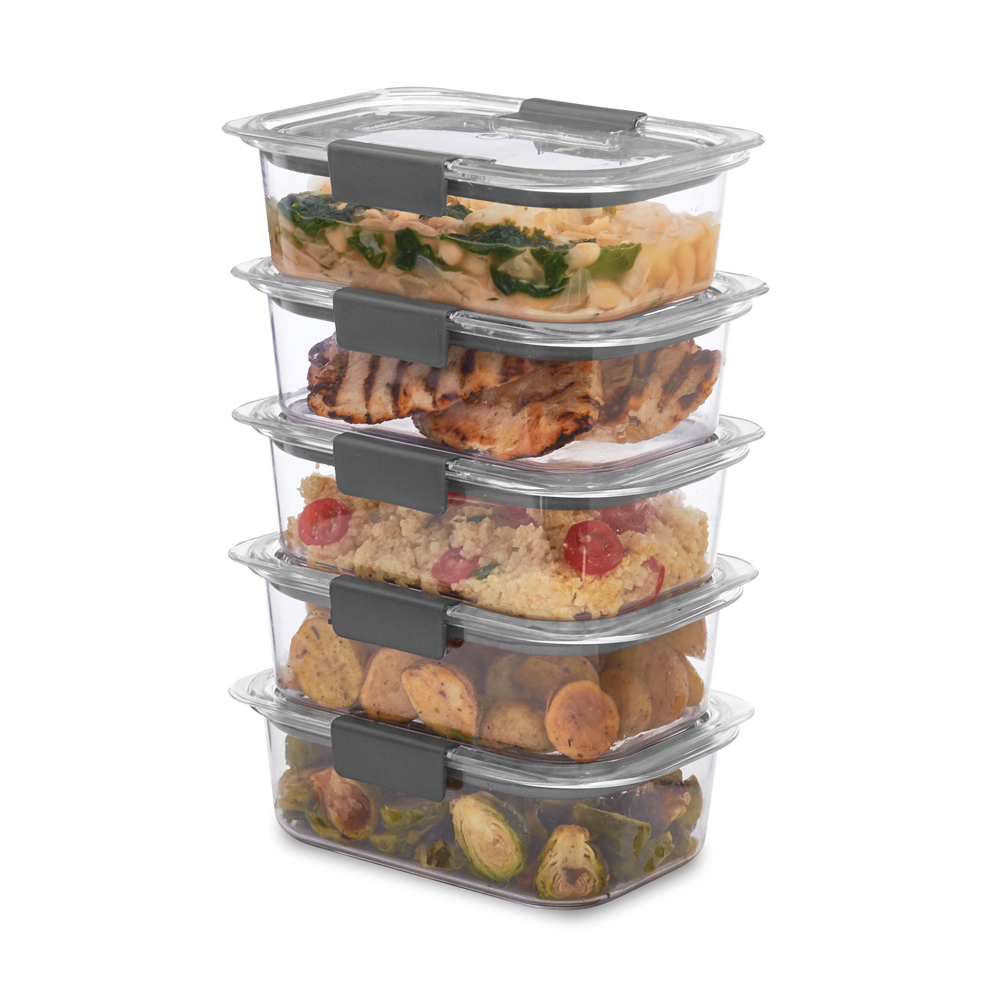 Rubbermaid Brilliance Food Storage Container, BPA-free Plastic, Medium, 3.2 Cup, 5-Pack