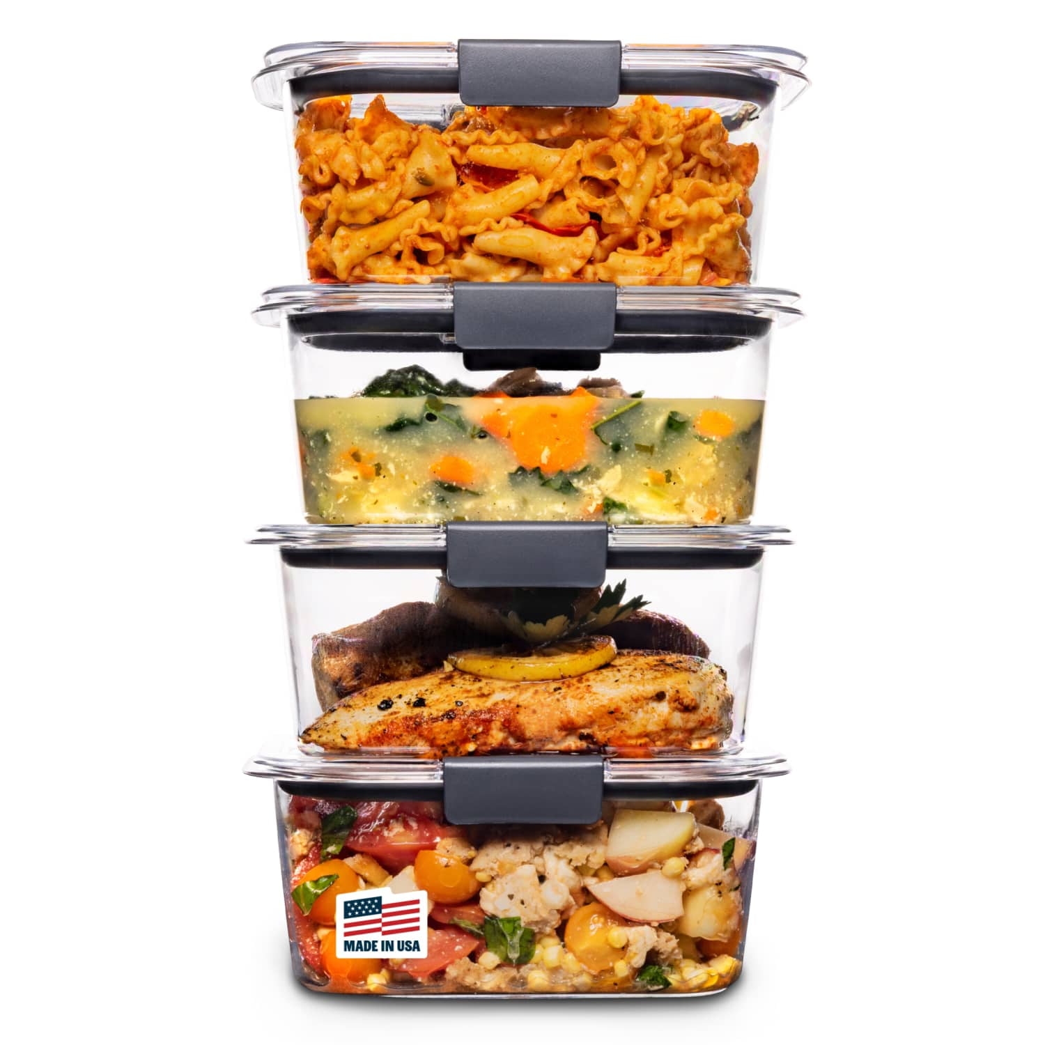 Rubbermaid Brilliance Food Storage Containers, 4.7 Cup, 4 Pack, Leak-Proof, BPA Free, Clear Tritan Plastic