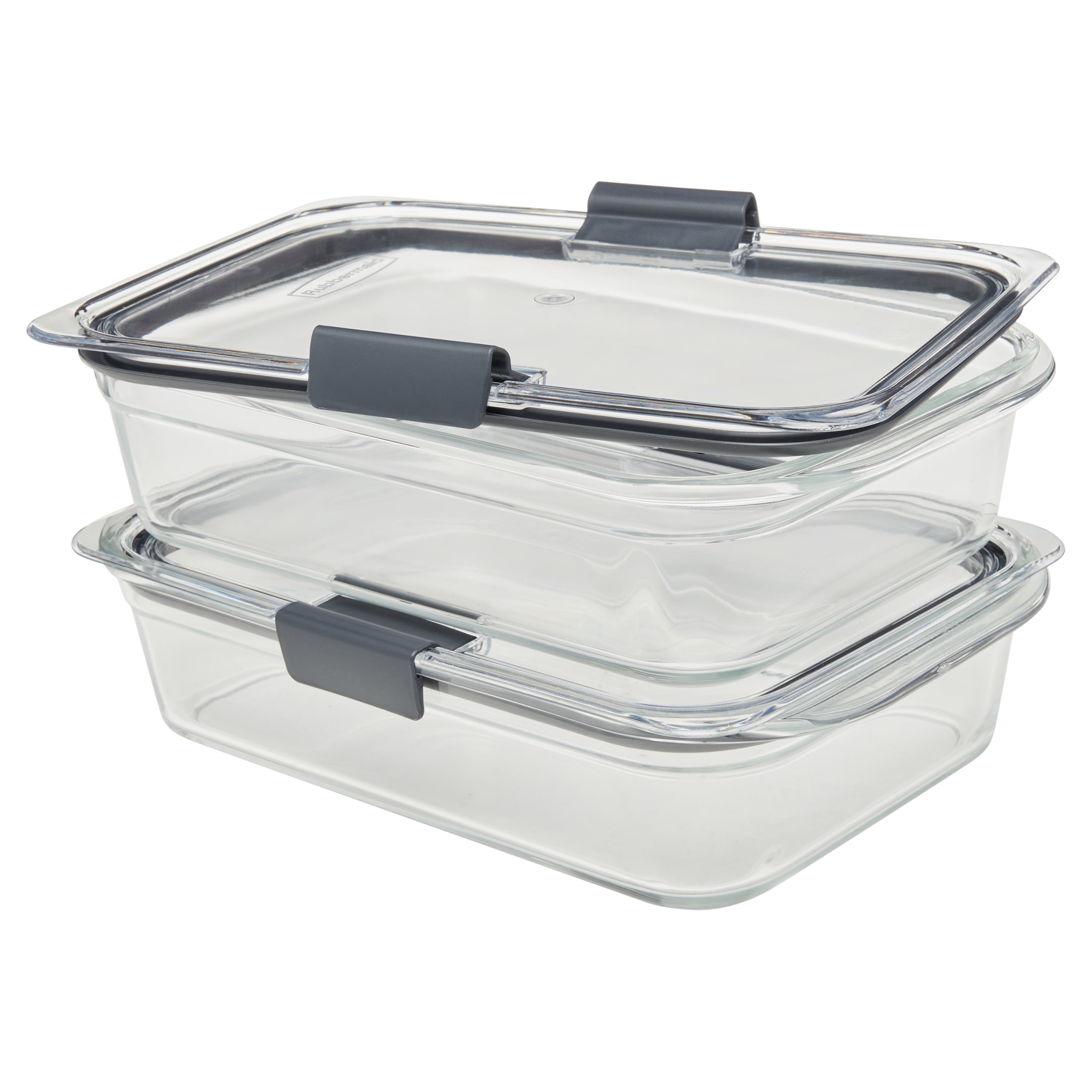 Rubbermaid Brilliance Glass Food Storage Containers, 8-Cup Food Containers with Lids, 2-Pack
