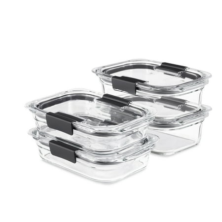 Rubbermaid Brilliance Glass Variety Set of 4 Food Storage Containers with Latching Lids