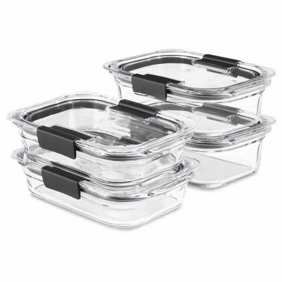 Rubbermaid Brilliance Glass Variety Set of 4 Food Storage Containers with Latching Lids
