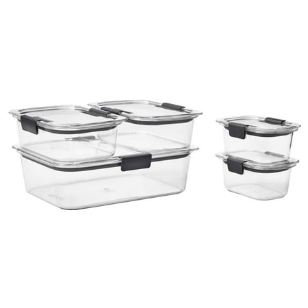 Rubbermaid Brilliance Food Storage Containers, Set of 5 (10 Pieces Total), Clear
