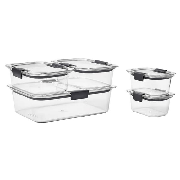 Rubbermaid Brilliance Food Storage Containers, Set of 5 (10 Pieces Total), Clear