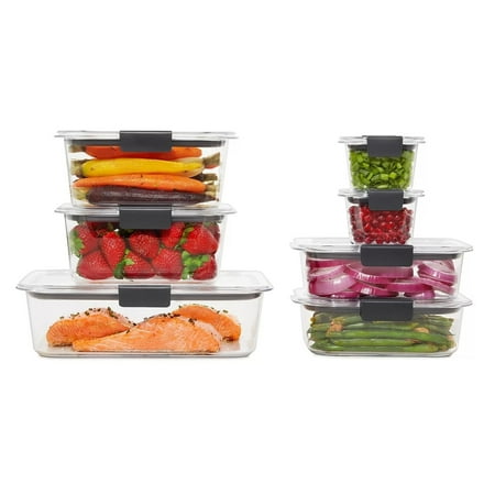 rubbermaid brilliance stainshield plastic food storage containers, 14-piece set
