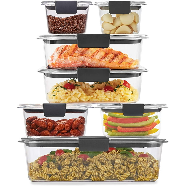 Rubbermaid Brilliance BPA Free Food Storage Containers with Lids, Airtight,  for Kitchen and Pantry Organization, New Set of 14 w/ Scoops 