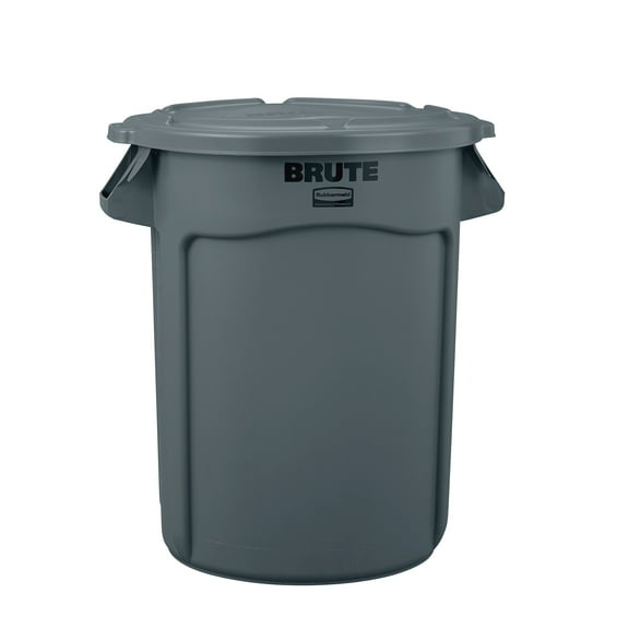 (2 pack) Rubbermaid Brute 32-Gallon Trash Can with Lid, Grey