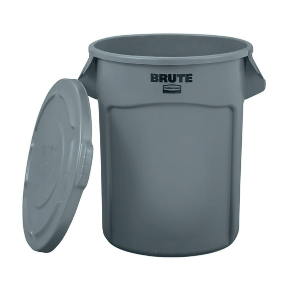 Rubbermaid Brute 32-Gallon Trash Can with Lid, Grey