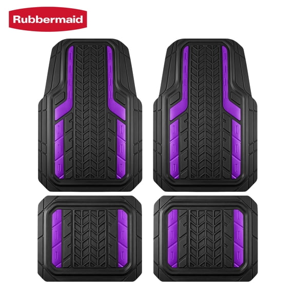 Rubbermaid Car Floor Mats, Heavy Duty Rubber Car Floor Mats Set,Injection Molded Aluminum Film All Weather Floor Mat, Waterproof Universal Trim-to-Fit Automotive SUV Sedan Van,Purple