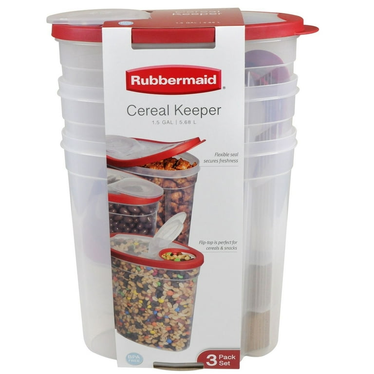 Rubbermaid, 1.5 Gallon, Clear, Cereal Keeper, With Red Lid
