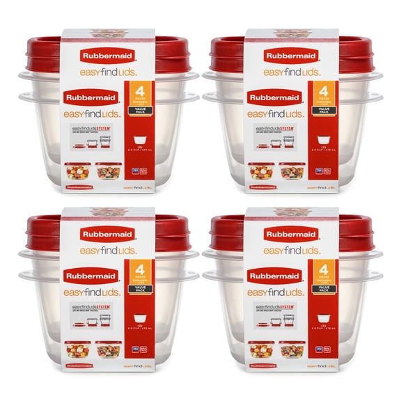Rubbermaid Clear Food Storage and Organization Container Set with Lid, 8 Pack, Red
