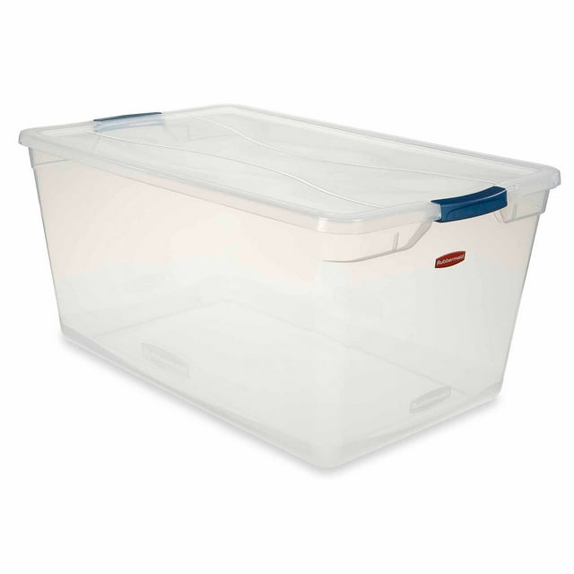Rubbermaid Clever Store Clears Standard Latch Storage Container, 95 qt, Clear