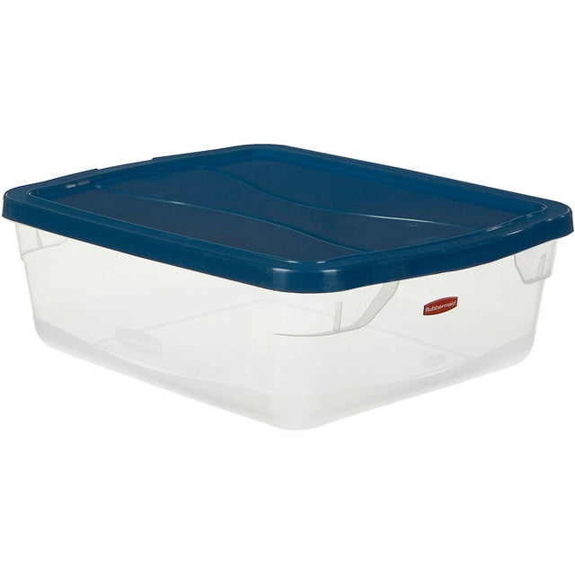 Rubbermaid Clever Store Clears Storage Container, 15 qt, Clear with Blue Lid