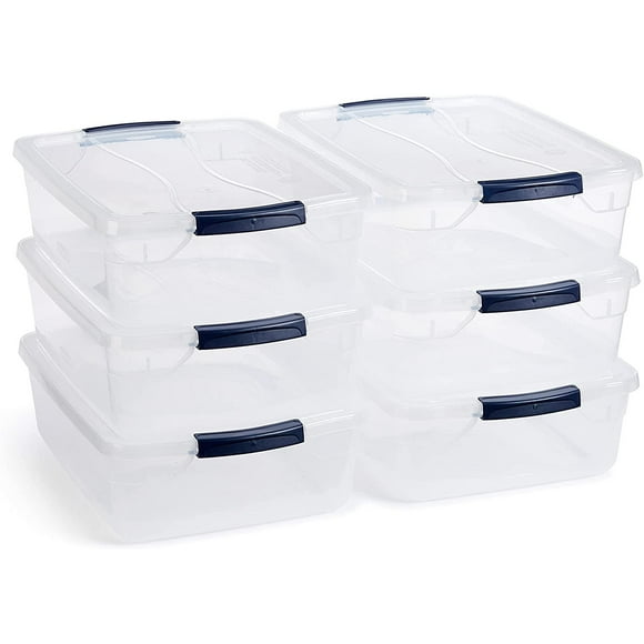 Rubbermaid Cleverstore 16 Quart Plastic Storage Tote Container with Lid (6 Pack)
